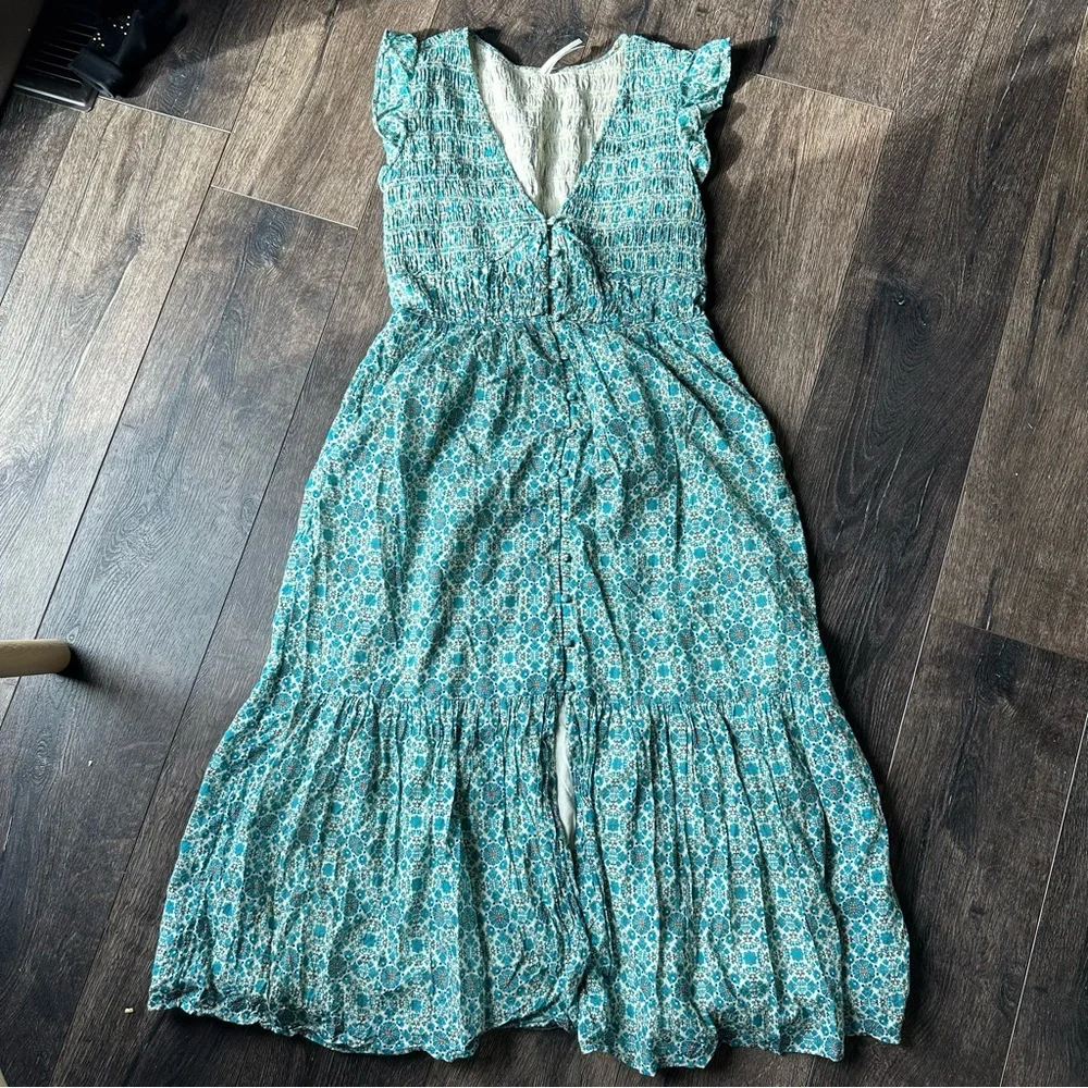 Anthropologie Floral V-Neck Midi Dress size Med - Picture 4 of 11